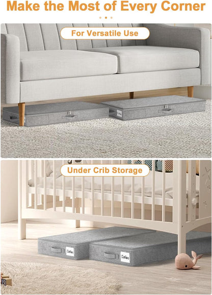 6 in Tall Under Bed Storage Containers with Lids, Grey