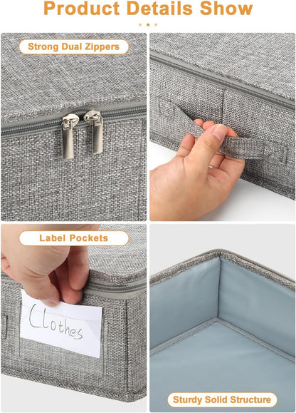 6 in Tall Under Bed Storage Containers with Lids, Grey