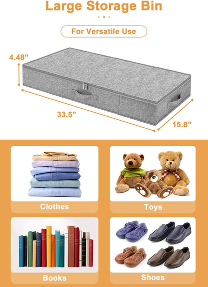 6 in Tall Under Bed Storage Containers with Lids, Grey