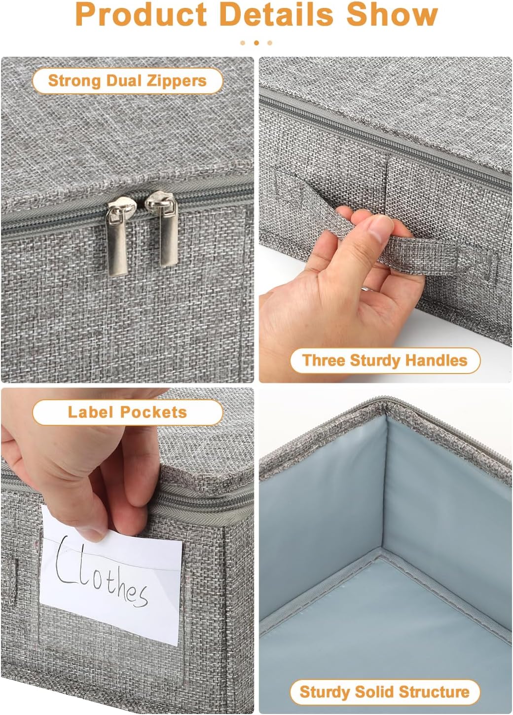 6 in Tall Under Bed Storage Containers with Lids, Grey
