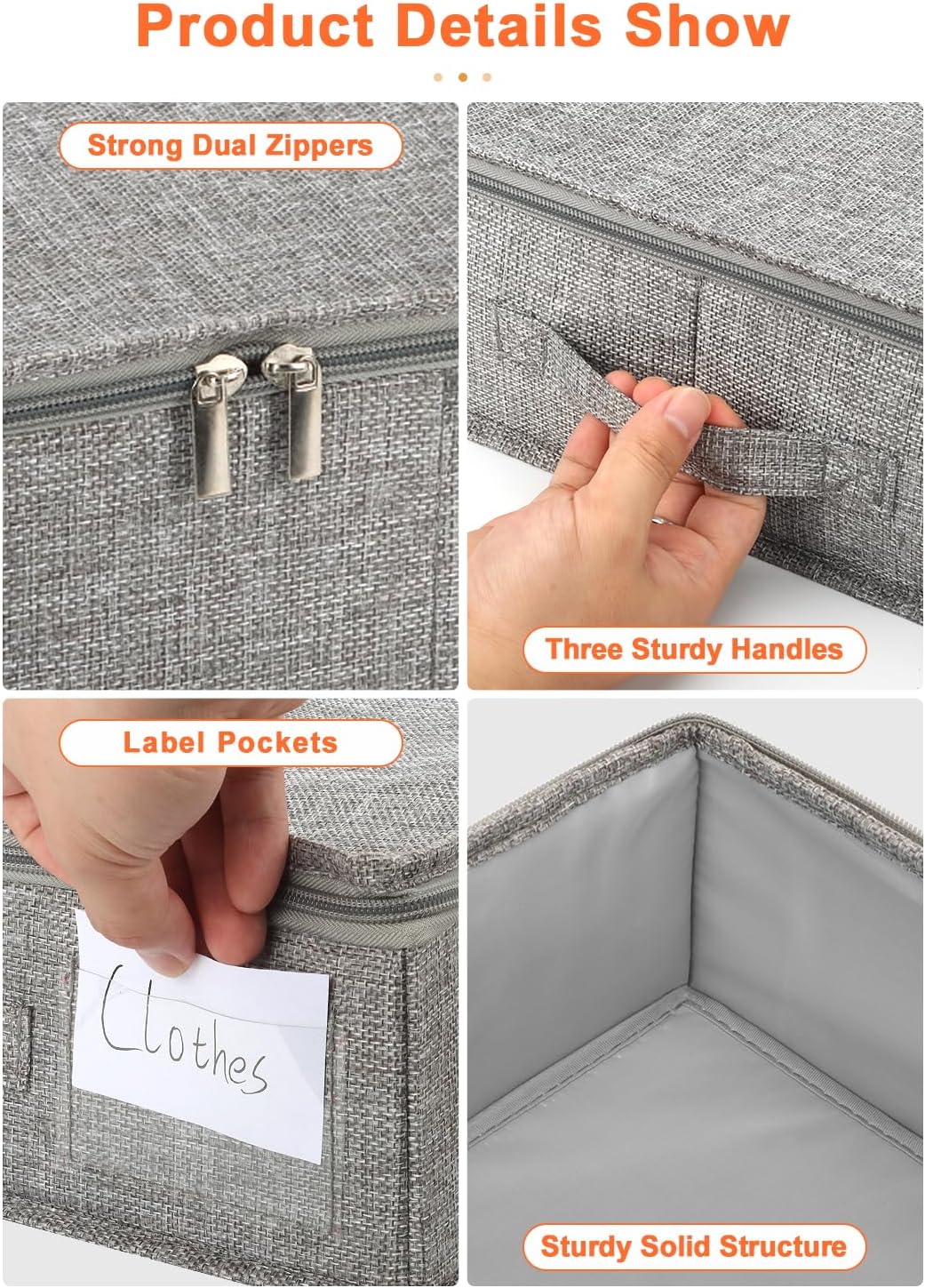 6 in Tall Under Bed Storage Containers with Lids, Grey