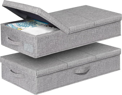 6 in Tall Under Bed Storage Containers with Lids, Grey