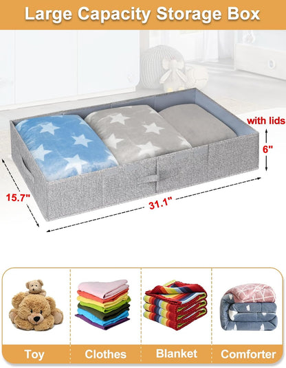 6 in Tall Under Bed Storage Containers with Lids, Grey
