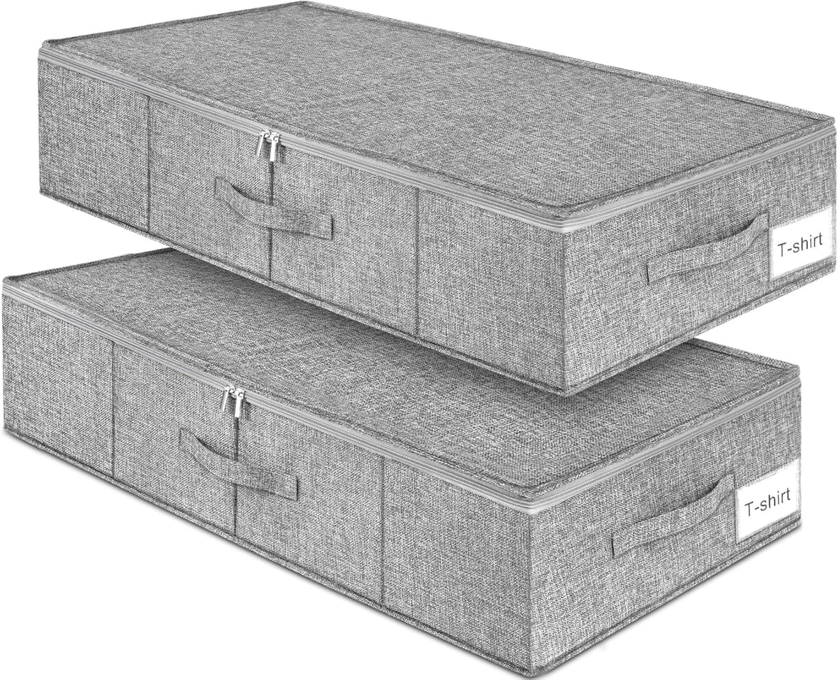 6 in Tall Under Bed Storage Containers with Lids, Grey