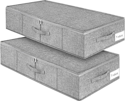 6 in Tall Under Bed Storage Containers with Lids, Grey