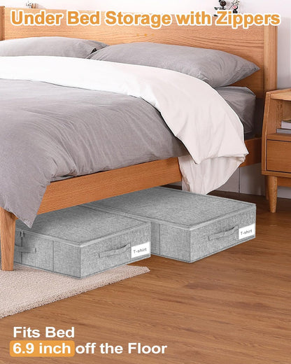 6 in Tall Under Bed Storage Containers with Lids, Grey