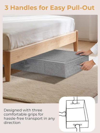 6 in Tall Under Bed Storage Containers with Lids, Grey