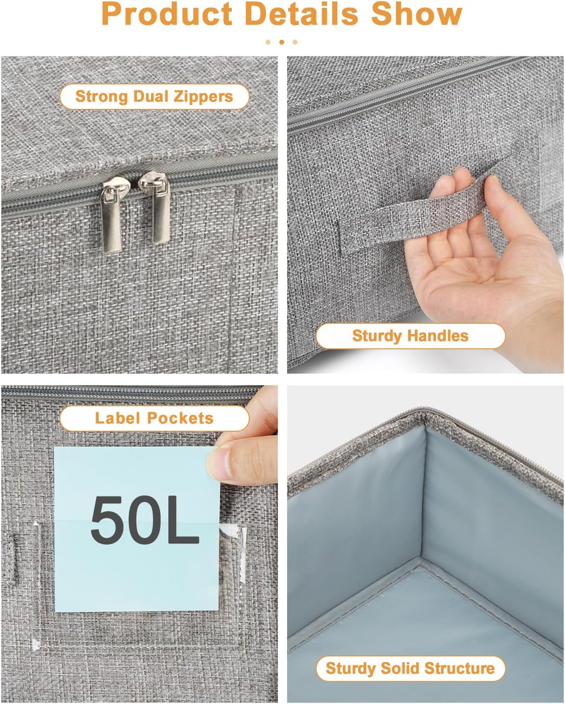 6 in Tall Under Bed Storage Containers with Lids, Grey