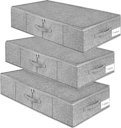 6 in Tall Under Bed Storage Containers with Lids, Grey