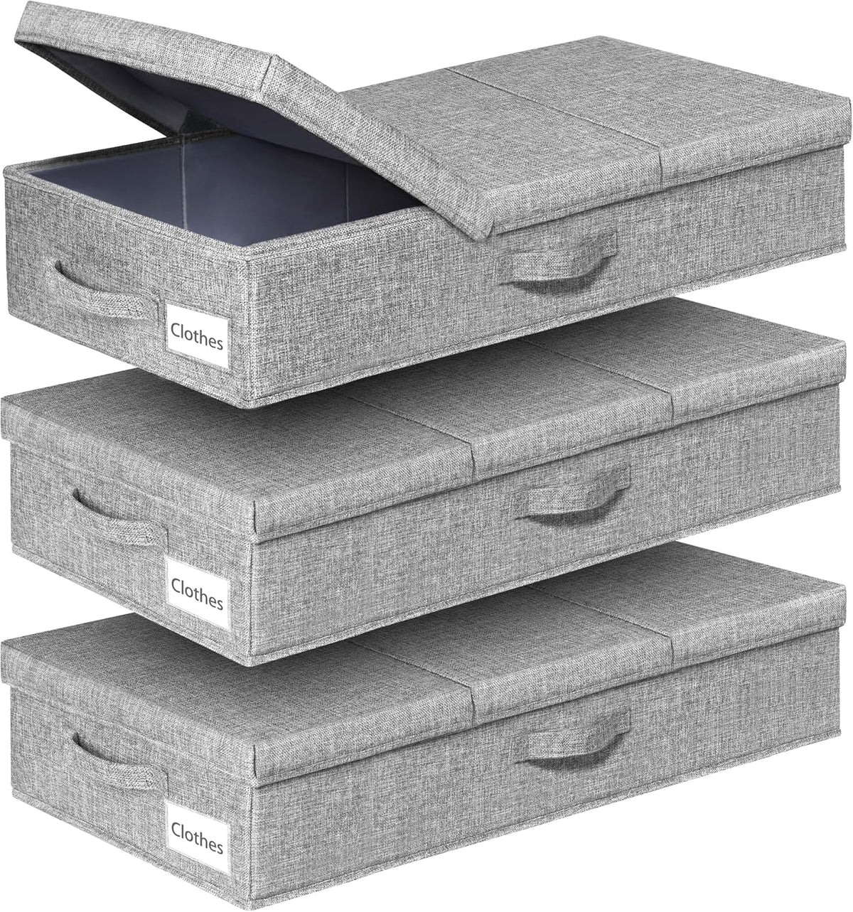 6 in Tall Under Bed Storage Containers with Lids, Grey