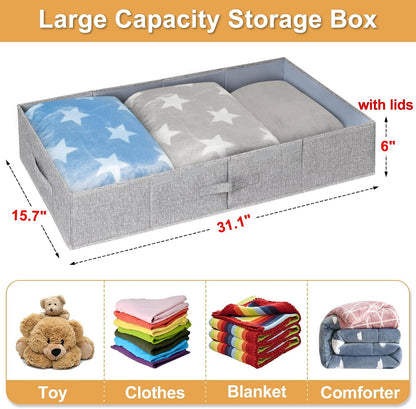 6 in Tall Under Bed Storage Containers with Lids, Grey