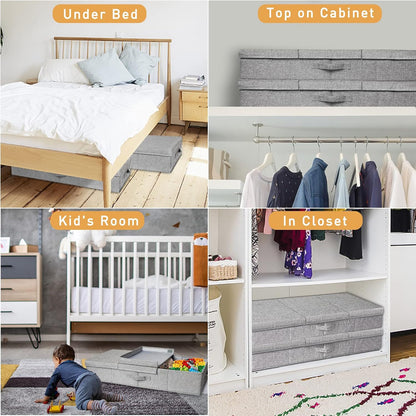 6 in Tall Under Bed Storage Containers with Lids, Grey