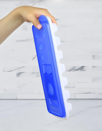 Ice Cube Trays With Lid - Set of 2 Ice Trays | Easy Release, Stackable, Compact, Odorless, BPA-Free Ice Molding Trays For Whiskey, Cold Drinks, Cocktails & Juices (Blue)