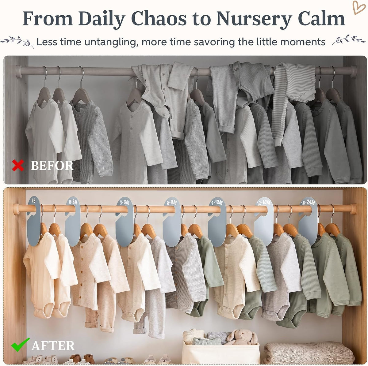 Baby Clothes Size Dividers Set for Nursery Closet Organizer, 7 Pcs