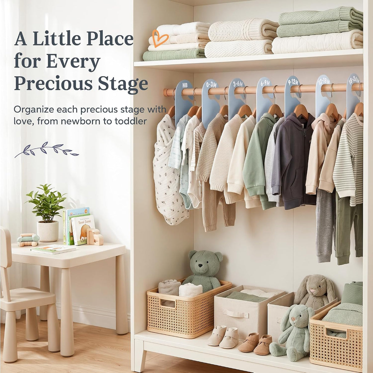 Baby Clothes Size Dividers Set for Nursery Closet Organizer, 7 Pcs