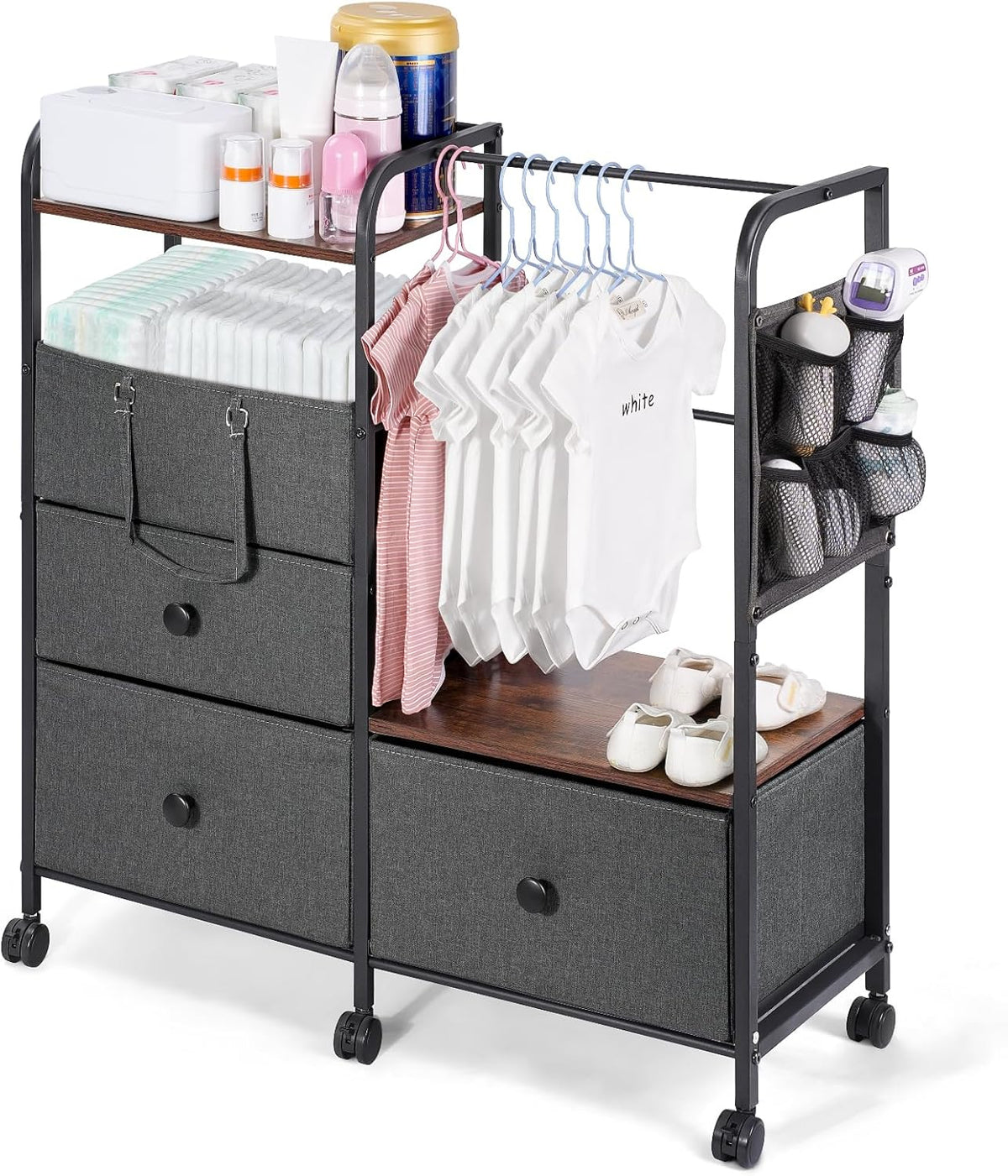 Orzbow Diaper Caddy cart, 3 Tier Baby Rolling Storage Cart
