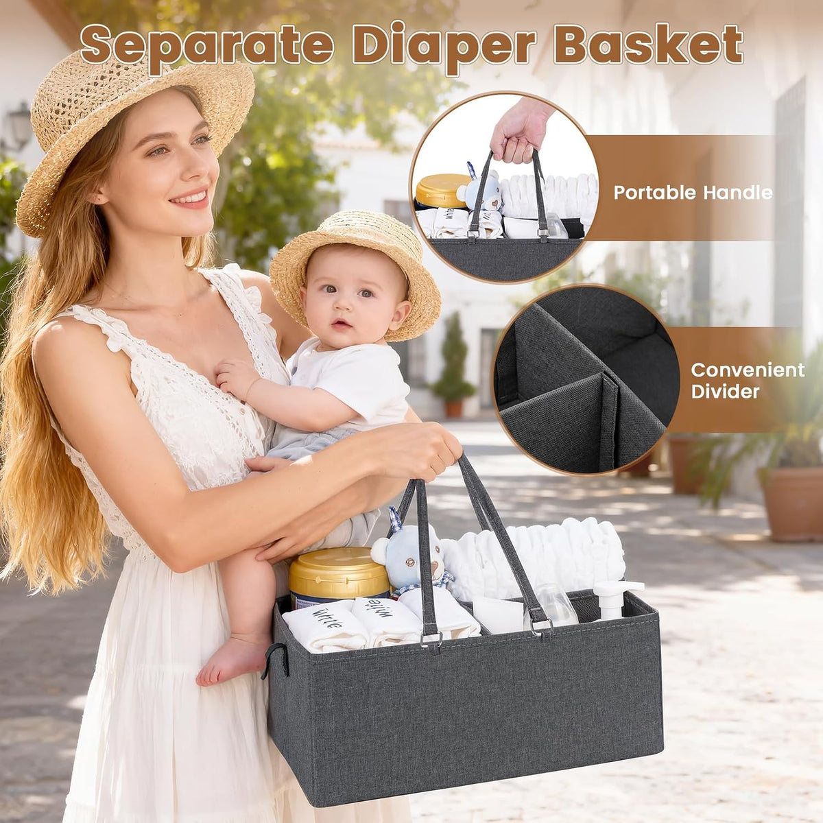 Orzbow Diaper Caddy cart, 3 Tier Baby Rolling Storage Cart