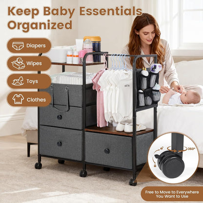 Orzbow Diaper Caddy cart, 3 Tier Baby Rolling Storage Cart