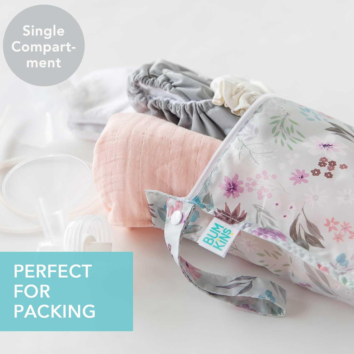 Larger Waterproof Wet Bag - For Baby, Travel, Swim Suit, Cloth Diapers, Pump Parts, Pool, Gym, Toiletry, Strap to Stroller - Reusable & Easy to Clean - 2pk - Beige & Pink Check