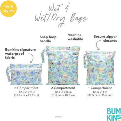 Larger Waterproof Wet Bag - For Baby, Travel, Swim Suit, Cloth Diapers, Pump Parts, Pool, Gym, Toiletry, Strap to Stroller - Reusable & Easy to Clean - 2pk - Beige & Pink Check