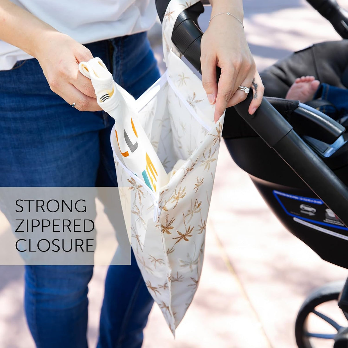 Larger Waterproof Wet Bag - For Baby, Travel, Swim Suit, Cloth Diapers, Pump Parts, Pool, Gym, Toiletry, Strap to Stroller - Reusable & Easy to Clean - 2pk - Beige & Pink Check