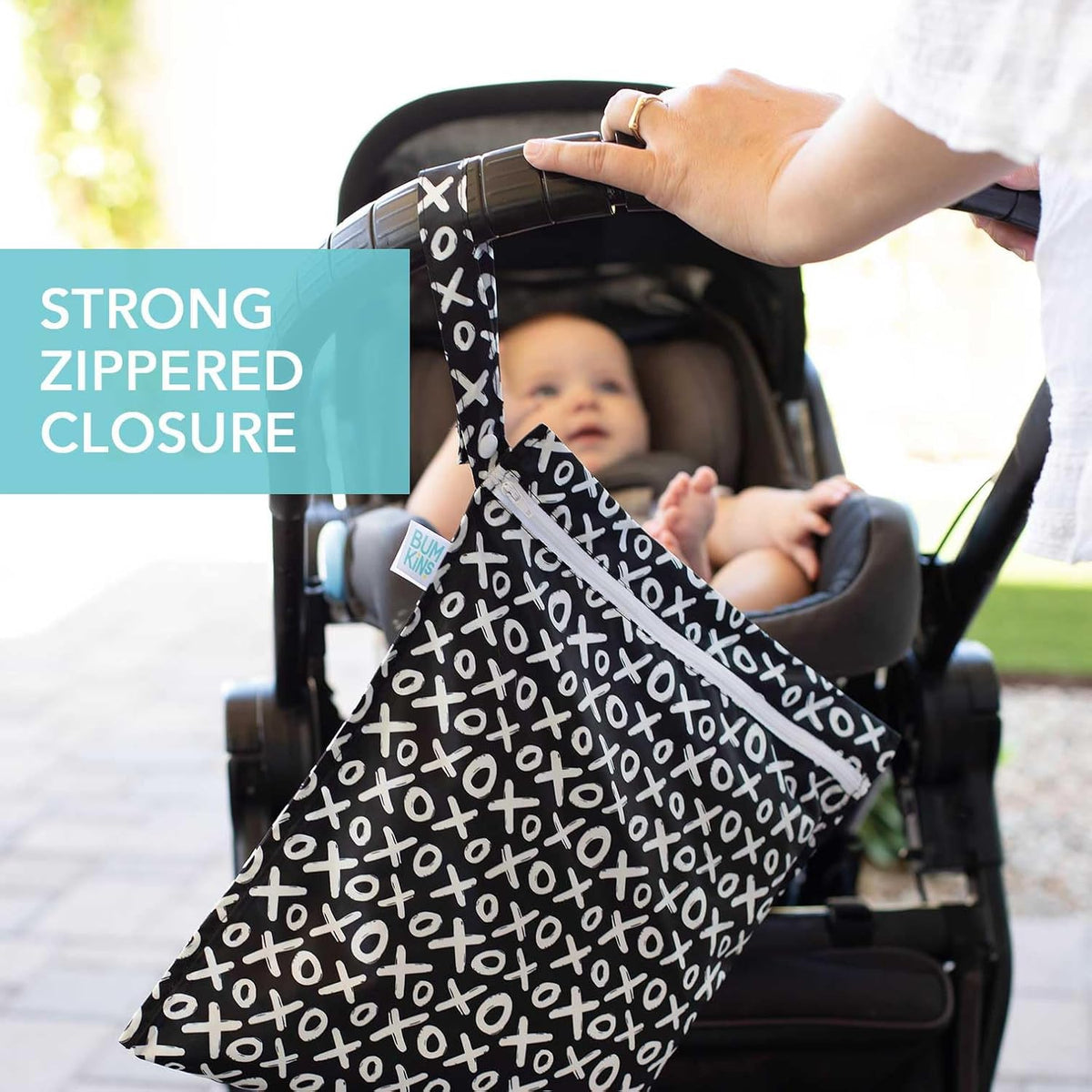 Larger Waterproof Wet Bag - For Baby, Travel, Swim Suit, Cloth Diapers, Pump Parts, Pool, Gym, Toiletry, Strap to Stroller - Reusable & Easy to Clean - 2pk - Beige & Pink Check
