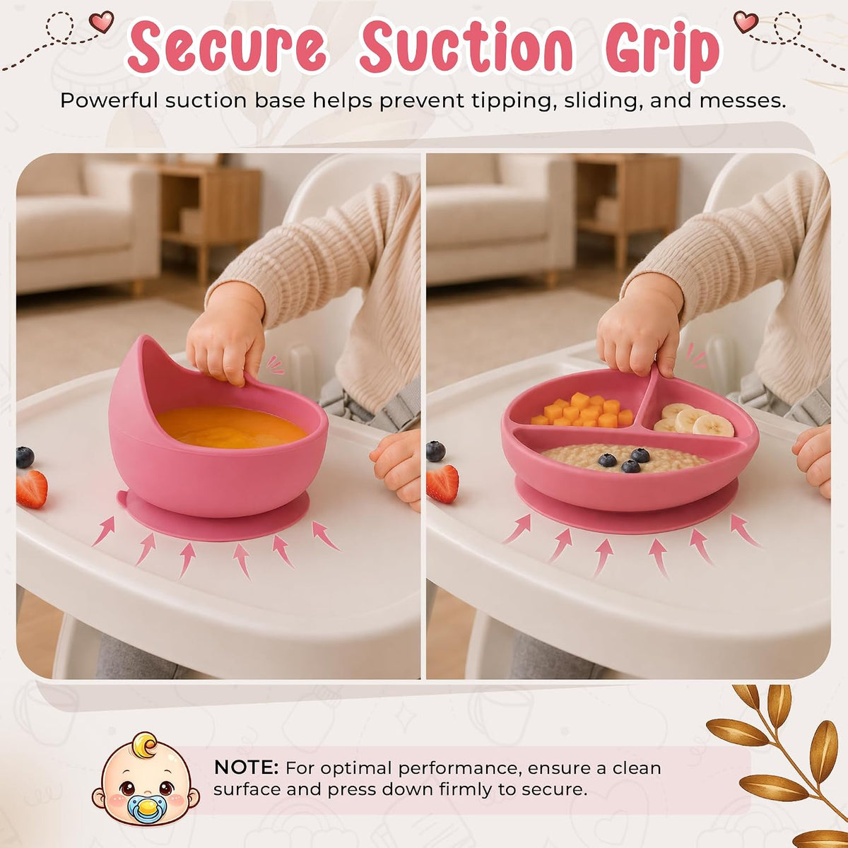 Baby Feeding Essentials Silicone Baby Feeding Set 15-Pcs | Suction Plate with Lid, Bowl, Adjustable Bib, Sippy Cup, Snack Cup, Spoon, Fork, Pacifier, Brush & Ice Tray | CE & CPC Certified