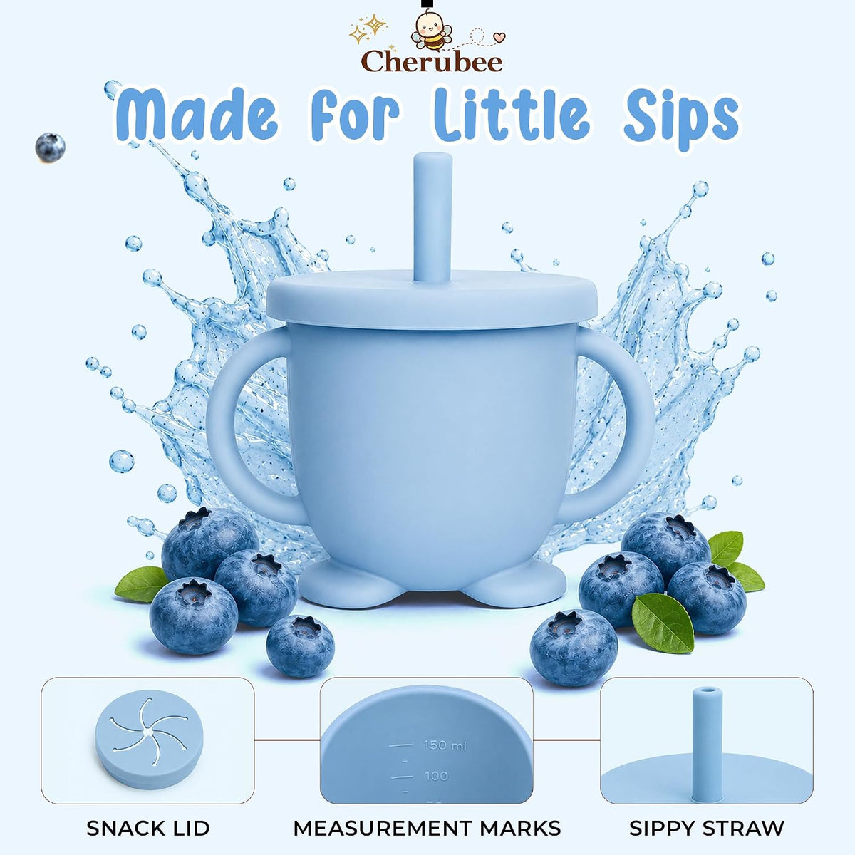 Baby Feeding Essentials Silicone Baby Feeding Set 15-Pcs | Suction Plate with Lid, Bowl, Adjustable Bib, Sippy Cup, Snack Cup, Spoon, Fork, Pacifier, Brush & Ice Tray | CE & CPC Certified