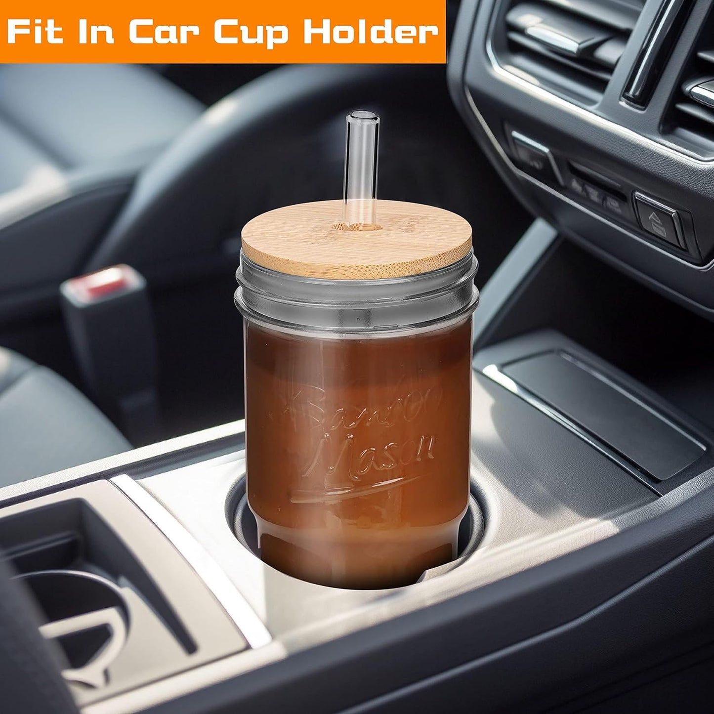 Glass Cups With Lids And Straws, Leakproof Tumbler 24oz Mason Jar Cups, Cap Cup Leak-Proof, Self-Assembly Silicone Straw, Reusable Iced Coffee Smoothie Matcha Cup Aesthetic Coffee Gifts Women