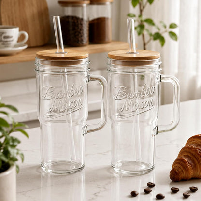 Glass Cups With Lids And Straws, Leakproof Tumbler 24oz Mason Jar Cups, Cap Cup Leak-Proof, Self-Assembly Silicone Straw, Reusable Iced Coffee Smoothie Matcha Cup Aesthetic Coffee Gifts Women