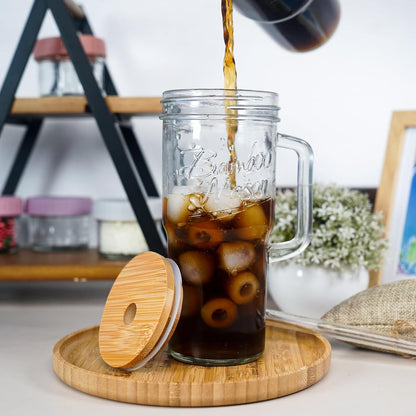 Glass Cups With Lids And Straws, Leakproof Tumbler 24oz Mason Jar Cups, Cap Cup Leak-Proof, Self-Assembly Silicone Straw, Reusable Iced Coffee Smoothie Matcha Cup Aesthetic Coffee Gifts Women