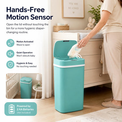 15L Smart Diaper Pail with Motion Sensor Lid | Touchless Hands-Free Baby Diaper Trash Can | Double Locking Seal | Slim Space-Saving Design | Quiet & Durable (Yellow)