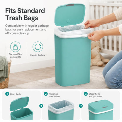 15L Smart Diaper Pail with Motion Sensor Lid | Touchless Hands-Free Baby Diaper Trash Can | Double Locking Seal | Slim Space-Saving Design | Quiet & Durable (Yellow)