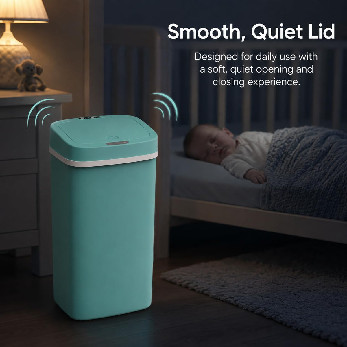 15L Smart Diaper Pail with Motion Sensor Lid | Touchless Hands-Free Baby Diaper Trash Can | Double Locking Seal | Slim Space-Saving Design | Quiet & Durable (Yellow)