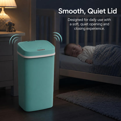 15L Smart Diaper Pail with Motion Sensor Lid | Touchless Hands-Free Baby Diaper Trash Can | Double Locking Seal | Slim Space-Saving Design | Quiet & Durable (Yellow)