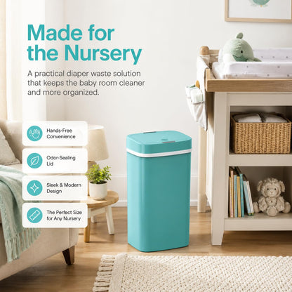 15L Smart Diaper Pail with Motion Sensor Lid | Touchless Hands-Free Baby Diaper Trash Can | Double Locking Seal | Slim Space-Saving Design | Quiet & Durable (Yellow)