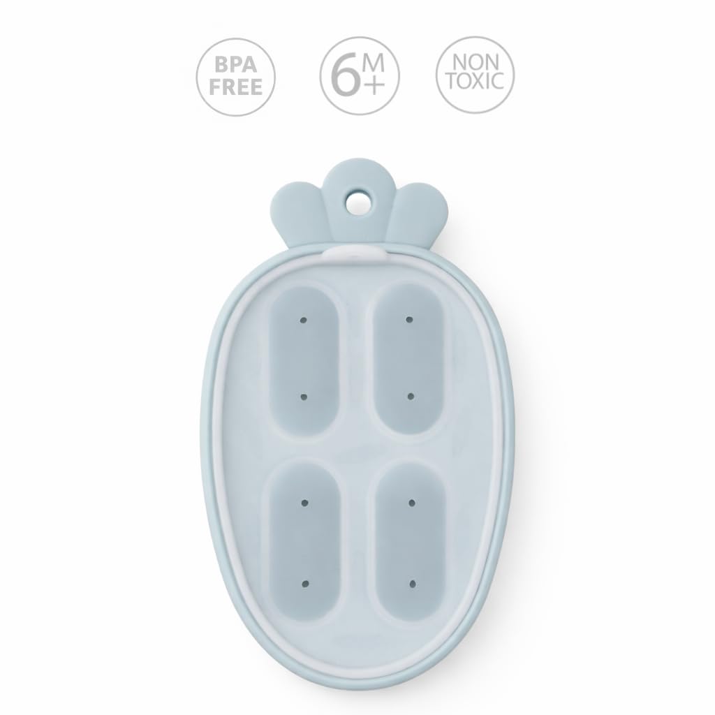 Silicone Baby Food Freezer Tray, BPA-Free Food Grade Silicone, Easy Release Cube Tray for Breastmilk & Purees, Dishwasher & Microwave Safe, Dusty Blue