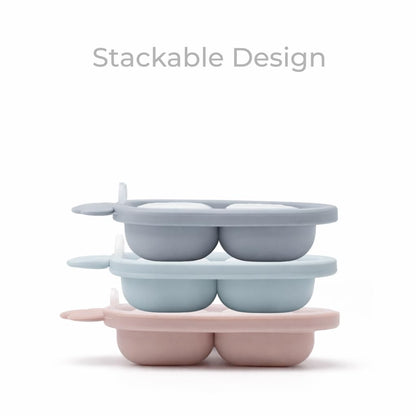 Silicone Baby Food Freezer Tray, BPA-Free Food Grade Silicone, Easy Release Cube Tray for Breastmilk & Purees, Dishwasher & Microwave Safe, Dusty Blue
