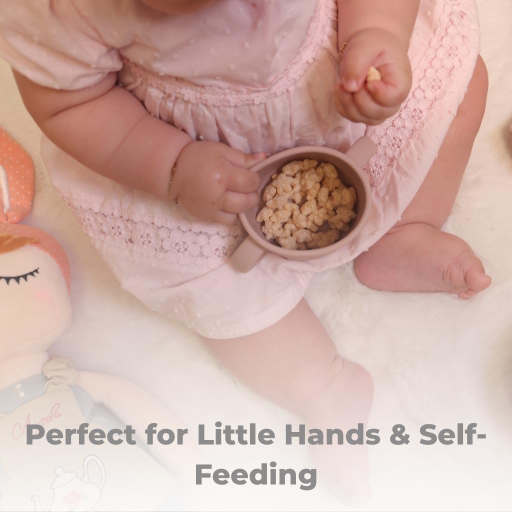 Silicone Baby Feeding Set Bundle – Suction Plate, Suction Bowl, Training & Snack Cup, Food Feeder, 2-Pack Spoons & Carrot Freezer Tray, BPA-Free, Rose Pink