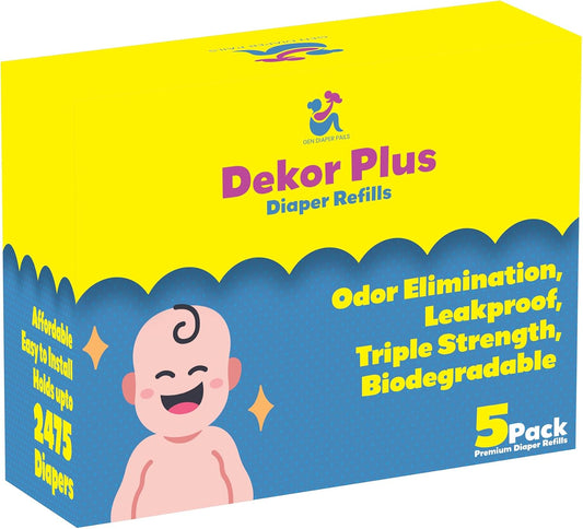 Diaper Pail Refills Compatible with Dekor PLUS, 5 Pack