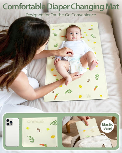 Baby Portable Diaper Changing Pad - Waterproof & Wipeable Changing Mat with PU Leather - Soft Comfortable - Foldable Travel Bag & Camping Mat - Newborn Essentials Must Haves - Baby Shower Gifts