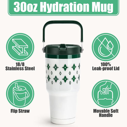 40 oz Insulated Tumbler with Top Handle and Flip Straw | Vacuum Insulated Stainless Steel Cup with Leak-Proof Lid, Sweat-Free, Fits Cup Holder, Keeps Ice Cold up to 30 Hours