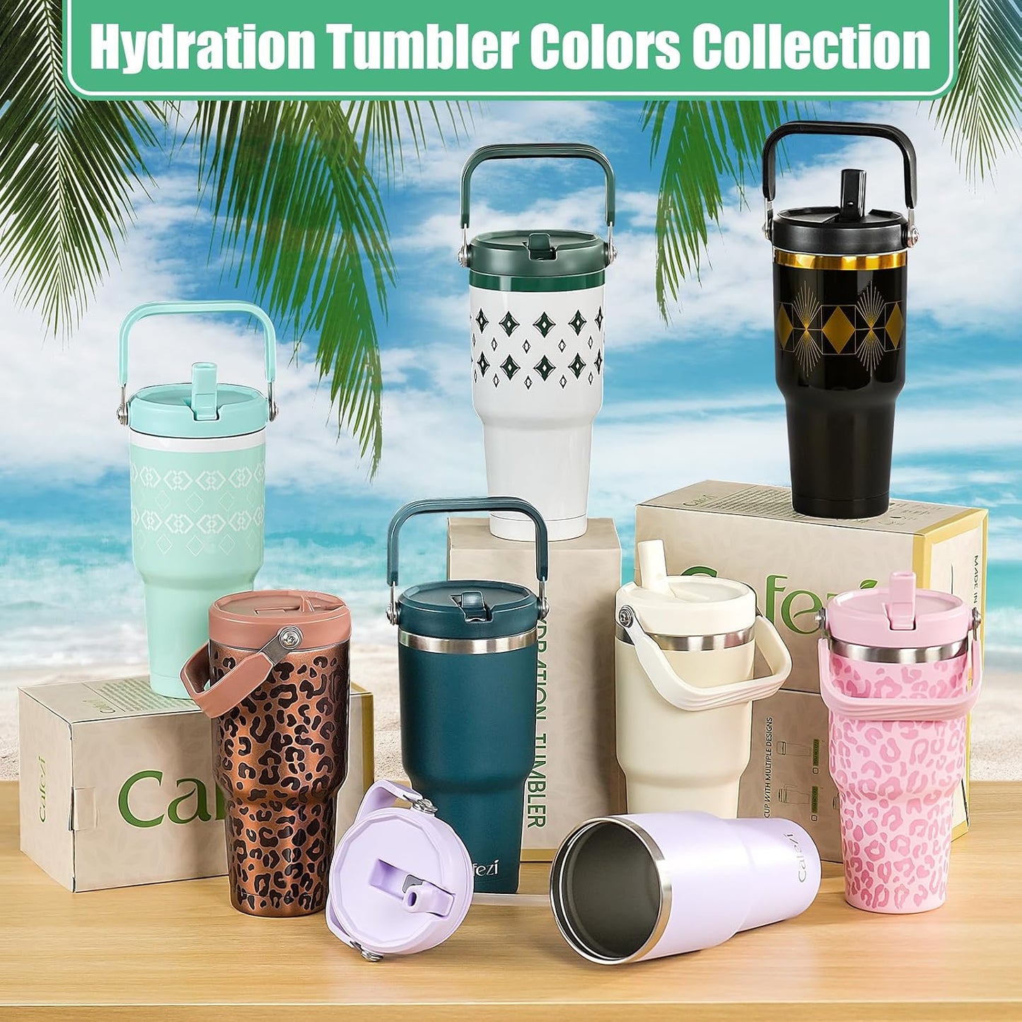 40 oz Insulated Tumbler with Top Handle and Flip Straw | Vacuum Insulated Stainless Steel Cup with Leak-Proof Lid, Sweat-Free, Fits Cup Holder, Keeps Ice Cold up to 30 Hours