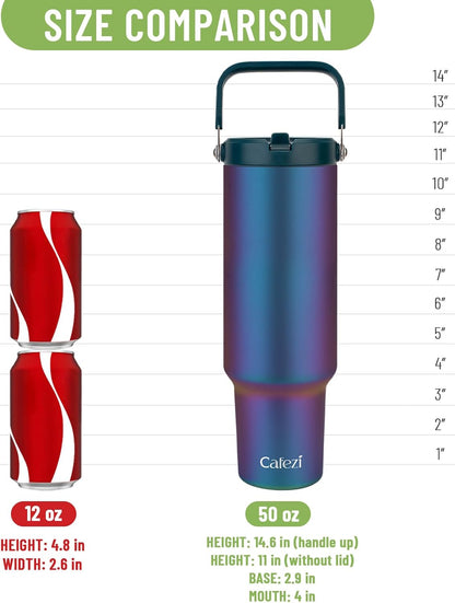 40 oz Insulated Tumbler with Top Handle and Flip Straw | Vacuum Insulated Stainless Steel Cup with Leak-Proof Lid, Sweat-Free, Fits Cup Holder, Keeps Ice Cold up to 30 Hours