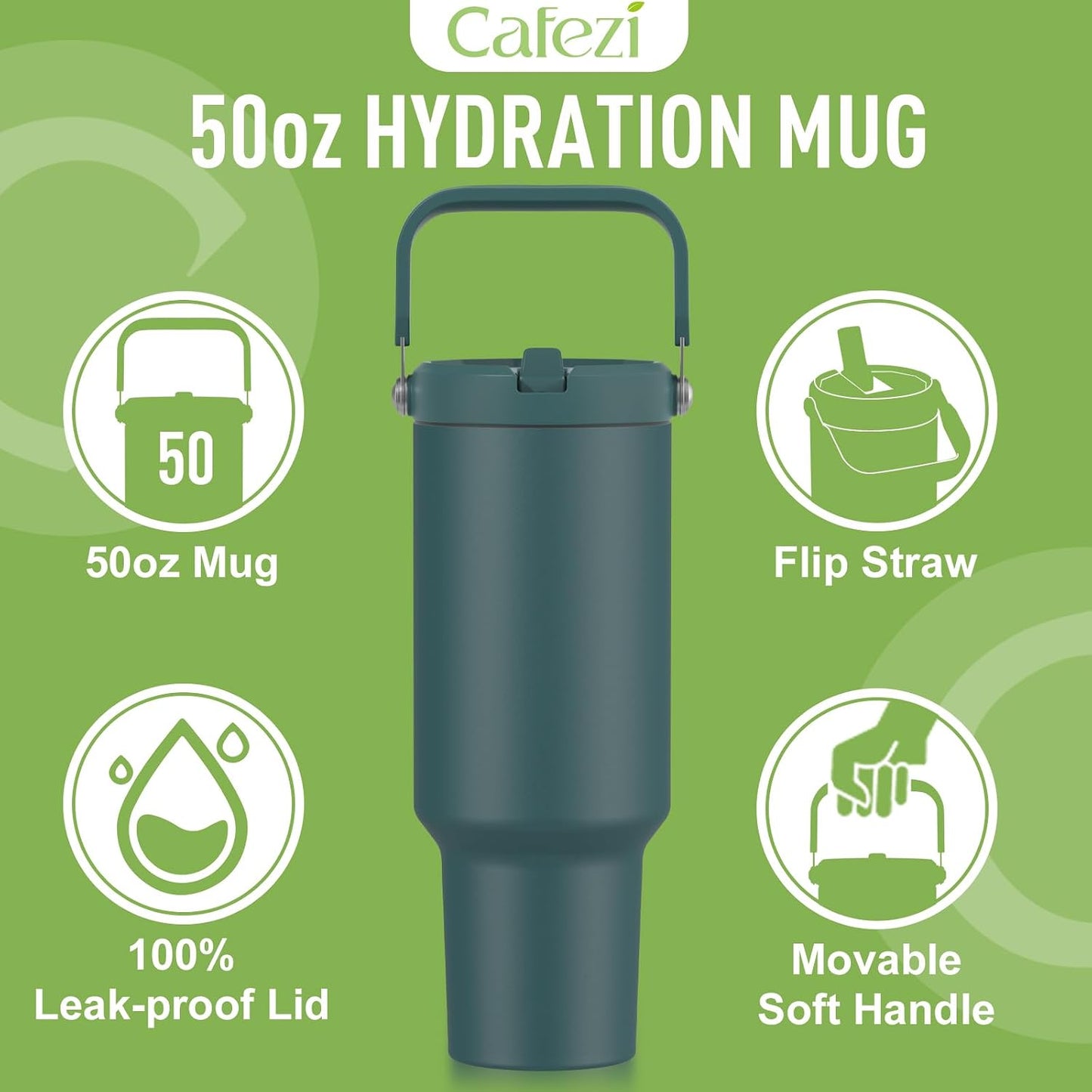 40 oz Insulated Tumbler with Top Handle and Flip Straw | Vacuum Insulated Stainless Steel Cup with Leak-Proof Lid, Sweat-Free, Fits Cup Holder, Keeps Ice Cold up to 30 Hours