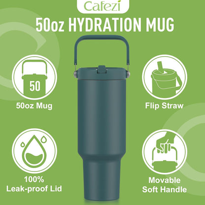 40 oz Insulated Tumbler with Top Handle and Flip Straw | Vacuum Insulated Stainless Steel Cup with Leak-Proof Lid, Sweat-Free, Fits Cup Holder, Keeps Ice Cold up to 30 Hours