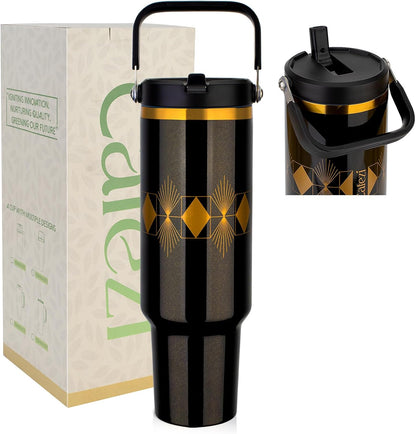 40 oz Insulated Tumbler with Top Handle and Flip Straw | Vacuum Insulated Stainless Steel Cup with Leak-Proof Lid, Sweat-Free, Fits Cup Holder, Keeps Ice Cold up to 30 Hours