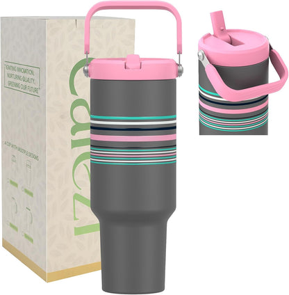 40 oz Insulated Tumbler with Top Handle and Flip Straw | Vacuum Insulated Stainless Steel Cup with Leak-Proof Lid, Sweat-Free, Fits Cup Holder, Keeps Ice Cold up to 30 Hours