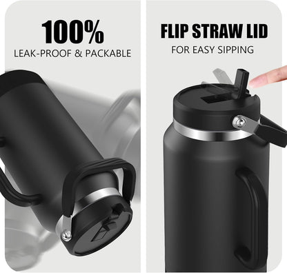 40 oz Insulated Tumbler with Top Handle and Flip Straw | Vacuum Insulated Stainless Steel Cup with Leak-Proof Lid, Sweat-Free, Fits Cup Holder, Keeps Ice Cold up to 30 Hours