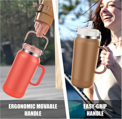 40 oz Insulated Tumbler with Top Handle and Flip Straw | Vacuum Insulated Stainless Steel Cup with Leak-Proof Lid, Sweat-Free, Fits Cup Holder, Keeps Ice Cold up to 30 Hours